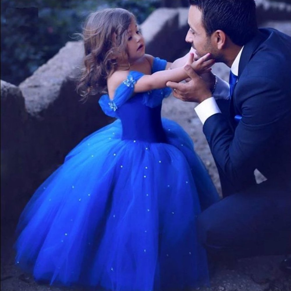 NEW Beautiful Sparkling Bling Rhinestone Blue Cinderella Gown Flower Gir… - Picture 4 of 14